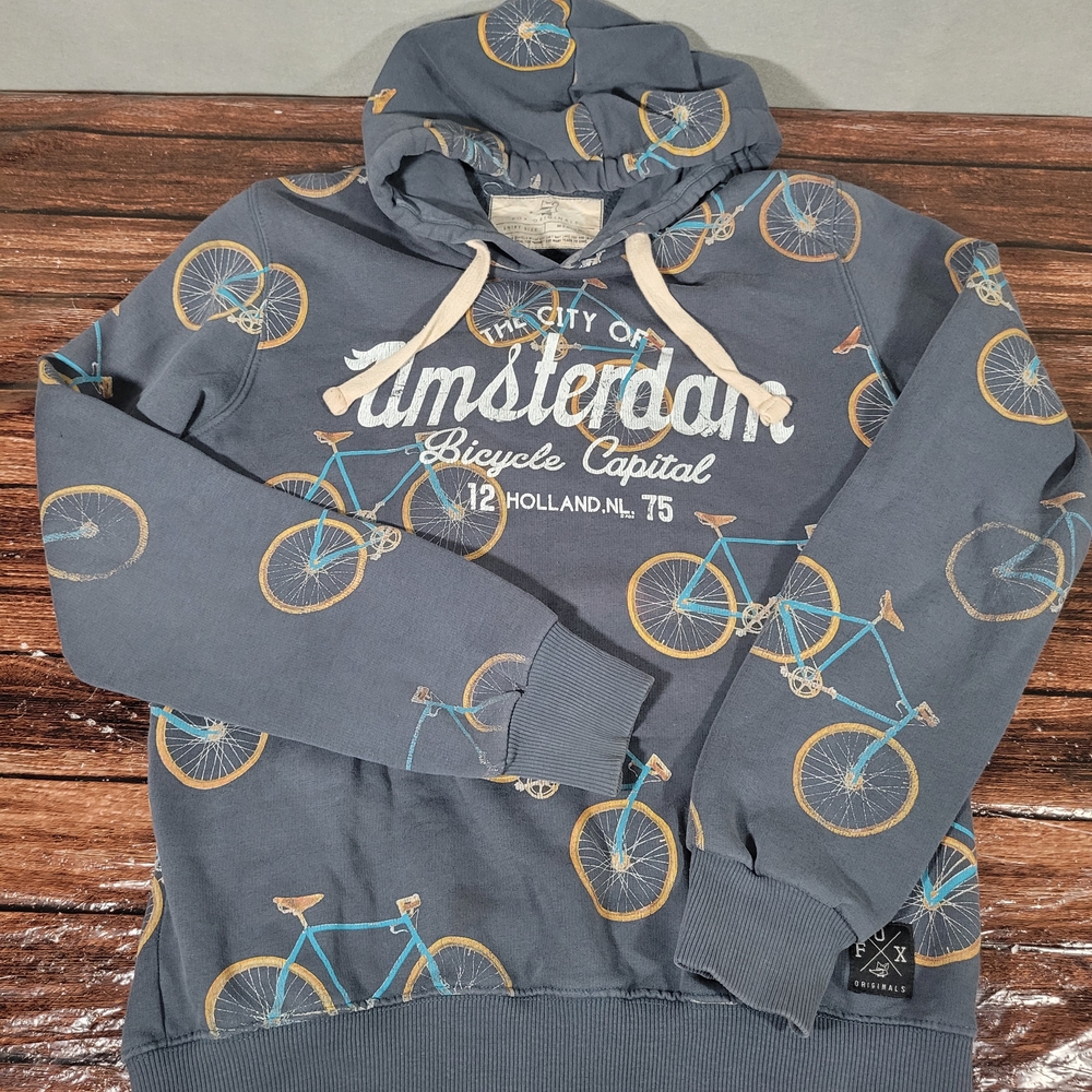 Fox Originals/ Premium Amsterdam Bicycle Graphic Men's  Pullover Hoodie